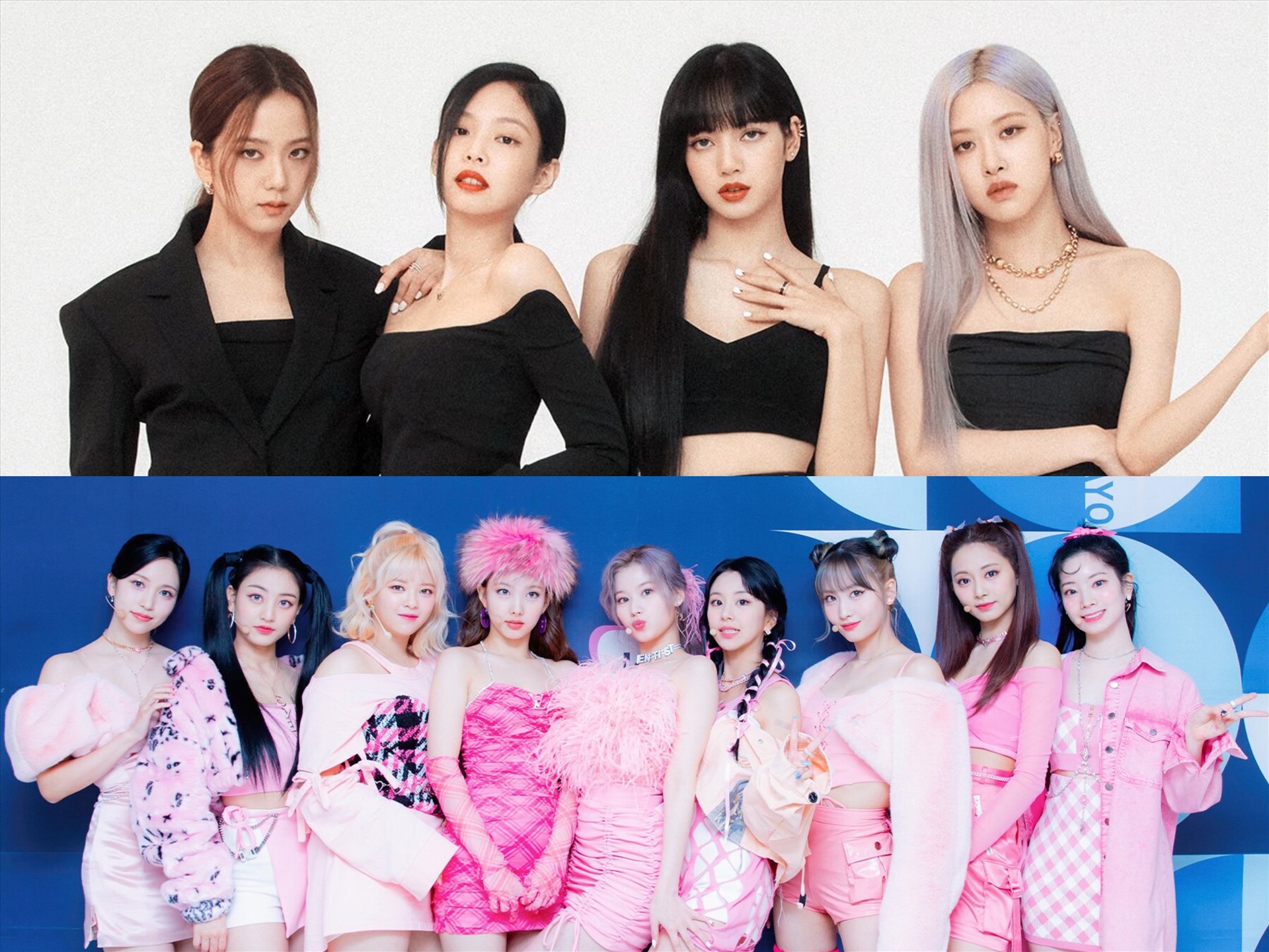 Blackpink và TWICE là hai nhóm nhạc nữ Kpop nổi tiếng nhất hiện nay. Ảnh: Allkpop