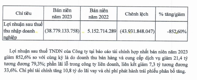 Giải trình biến động kinh doanh trong kì của DRH Holdings. Ảnh: Chụp màn hình.