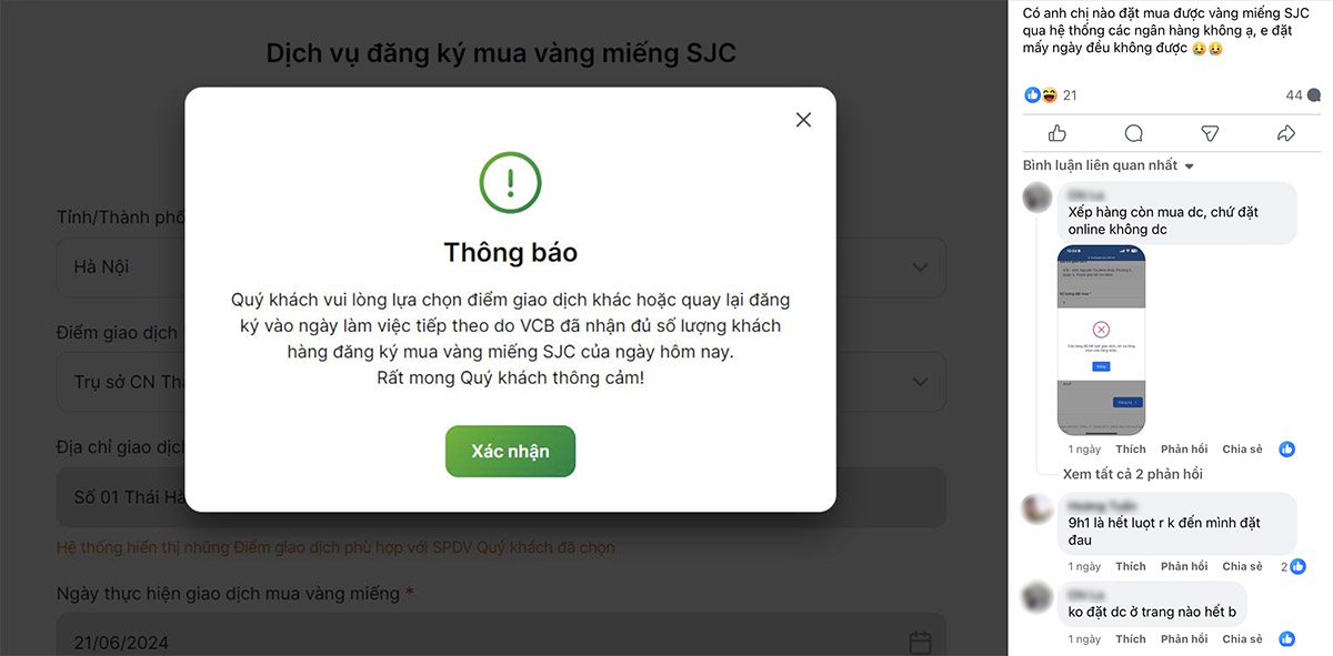 Người dân TPHCM vẫn khó mua vàng online vì liên tục hết lượt