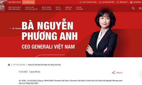 Generali Việt Nam lỗ lũy kế 3.456 tỉ đồng, vừa có Tổng Giám đốc mới