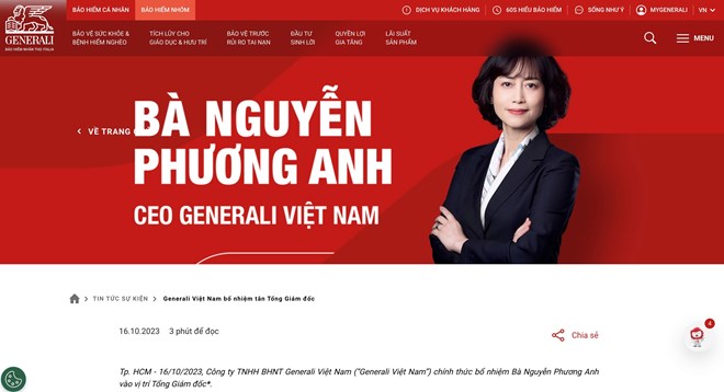 Generali Việt Nam lỗ lũy kế 3.456 tỉ đồng, vừa có Tổng Giám đốc mới