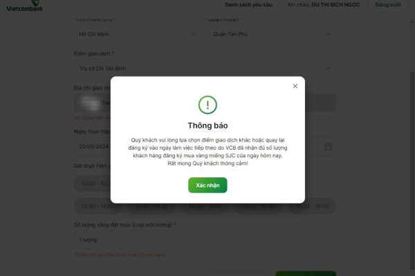 “Hết lượt giao dịch” khi mua vàng online