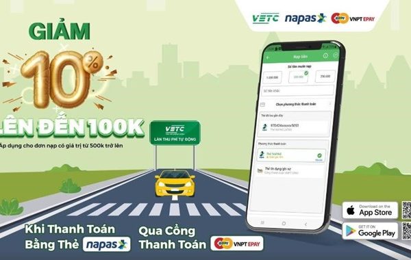 Giảm tới 100k thi nạp tiền VETC bằng thẻ Napas