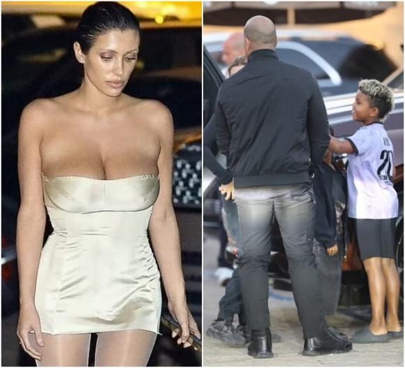 Từng bị Kim Kardashian cảnh cáo, vợ mới của Kanye West có còn dám ăn mặc hở hang khi đưa con của Kim Kardashian đi ăn?