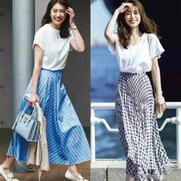 Bạn không biết nên mặc gì vào đầu mùa hè? Hãy thử ‘áo phông trắng + chân váy dài’, thanh lịch và cao cấp