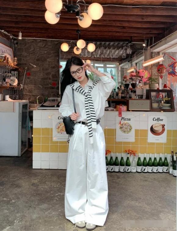 áo sơ mi, quần ống suông, thời trang